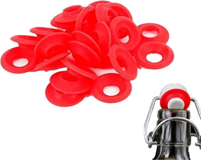 25 Stuks Rubber O-ringen en Silicone Washers voor Flessen, Thuisbrouwen en Bierflessen, Geschikt voor Soda Flessen (Rood)