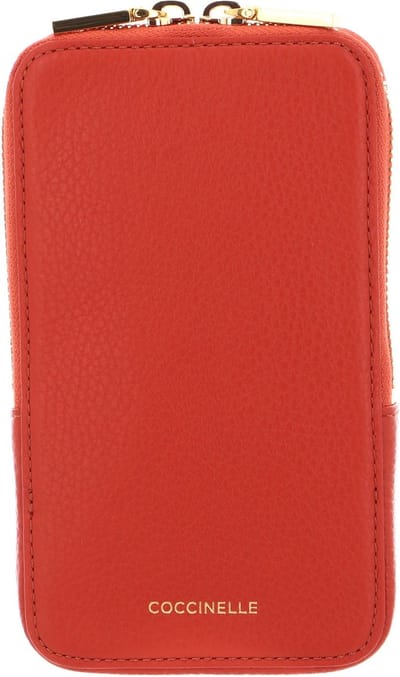 COCCINELLE Leren Telefoontasje Flor Hi-Tech Phone Bag Tangerine Oranje