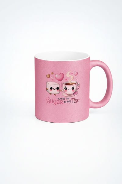 Roze Glitter Theemok 'You're The Sugar To My Tea' | Liefde Cadeau | Valentijn Mok