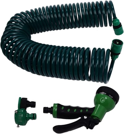 Okuyonic Telescopic spring hose, garden hose, spiral hose, easy connection, easy to store, EVA for watering plants