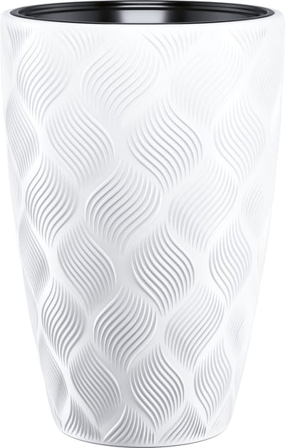 Form Plastic Plantenpot/bloempot Flow Slim - kunststof - ivoor wit - D30 x H48 cm - met binnenpot - rond