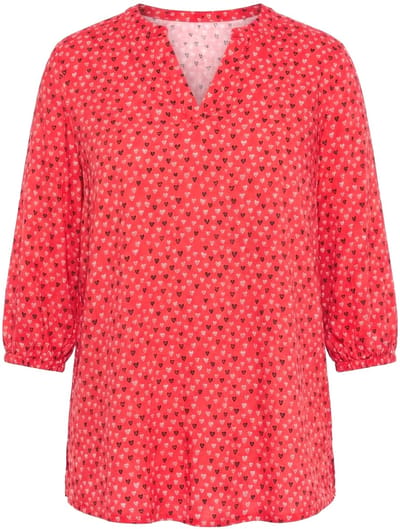 Angel of Style - Dames - Blouse A-lijn viscose hartmotief 3/4-mouwen - Neonrood - Maat 42