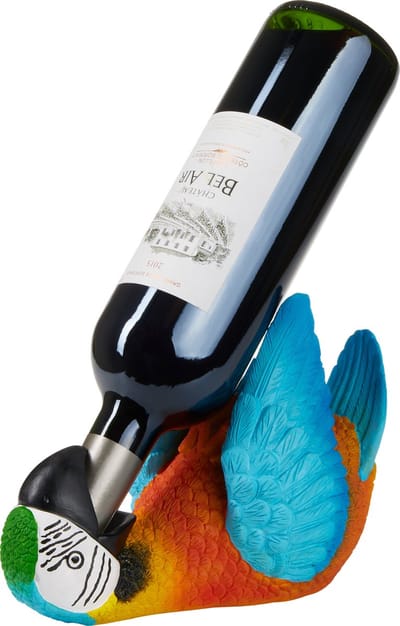 BRUBAKER - Wijnfleshouder - Dorstige Papegaai - Wijnrek Grappig - Wijn accessoires - Grappige Decoratie - Wijn Cadeau