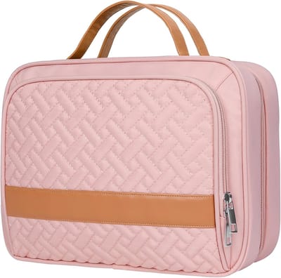 Famanu - Toilettas, reistoilettas voor dames en heren, waterdichte en hangende reistoilettas, make-uptas voor dames en heren, make-up tas voor reizen, 251-roze