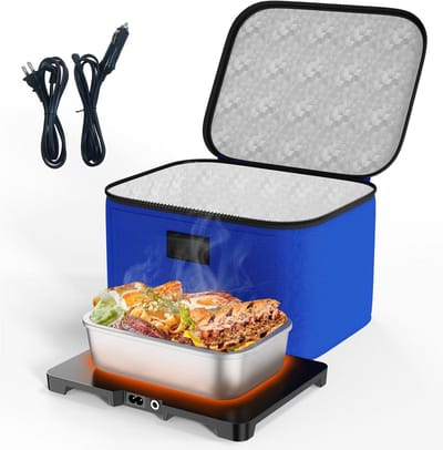 Elektrische Lunchbox - Voedselverwarmer Draagbaar - Warme Maaltijd Onderweg - Ingebouwde Oven - 26 x 20 x 14 cm - Blauw