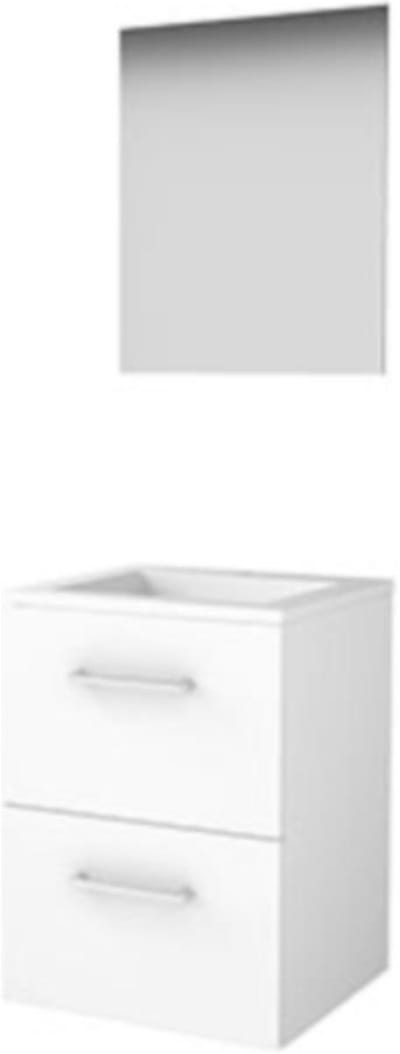 Basic-Line Ultimate 46 Badkamermeubelset - 50 x 46 cm - Met Grepen - 2 Lades - Acryl Wastafel - 1 Kraangat - Spiegel met Indirecte LED Verlichting - Ice White