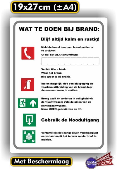 Jerma - Calamiteiten sticker -Brand – 19 x 27 cm - duurzaam Vinyl - zelfklevend - krasbestendig