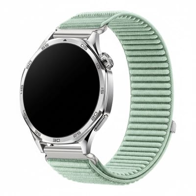 Nylon bandje - geschikt voor Garmin Vivoactive 4 / Venu 4 (45mm) / Venu 3 / 2 / Forerunner 255 / Forerunner 265 / 570 (47mm) en Polar Vantage M / M2 / V3 / Grit X (Pro) - ribbel - mint