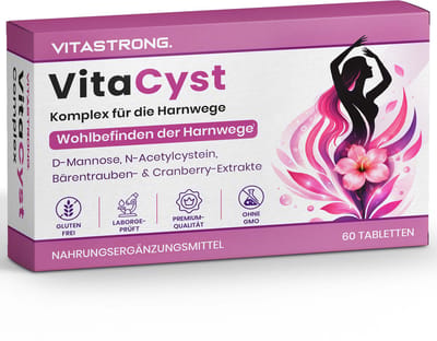 VitaCyst, pure D-mannose met NAC (N-acetylcysteïne), cranberry-extract en berendruif, vegan voedingssupplement voor de urinewegen van vrouwen, 60 tabletten, glutenvrij, lactosevrij, zonder GGO