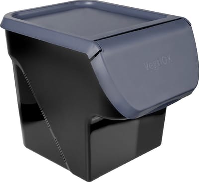 Doos voor Groenten en Fruit met Deksel Antraciet 13 l - Aardappelbak - Aardappelpot - Bewaardoos - Container - Koelkast Organizer - Opbergbox - Fruitkist