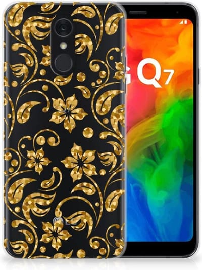 LG Q7 TPU Case Gouden Bloemen