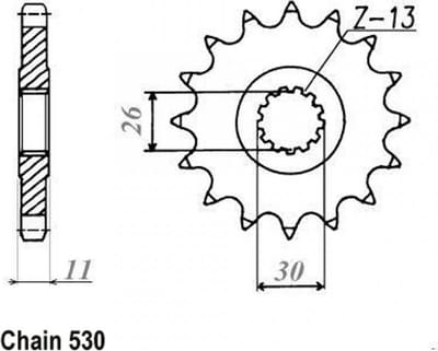sifam versnellingsbak tandwiel voor motor yamaha 500 rd lc 1984 tot 1986 15 tanden steek 530 type 579 nieuw