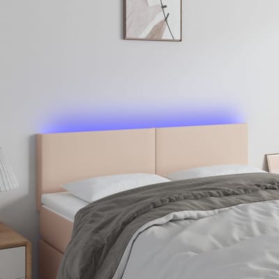 vidaXL - Hoofdbord - LED - 144x5x78/88 - cm - kunstleer - cappuccinokleurig