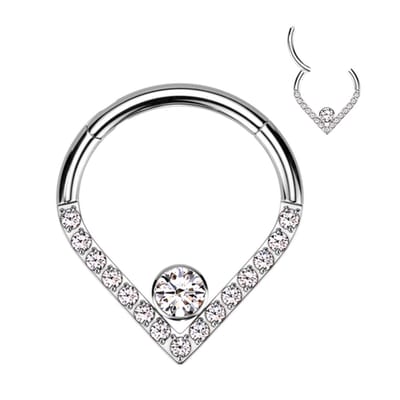 Piercing titanium Chevron style clicker 1.2x10 - zilver - LMPiercings