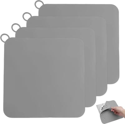 Vloerafdichting Deksel - Doucheafvoer Deksel - Geur Afsluiten - Glad PVC Materiaal - 20x20 cm 4 Stuks - Grijs