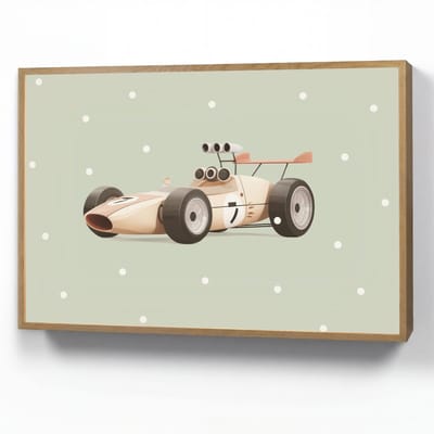 Nachtlampje 100x70 cm - Kinder lamp - Beige - Raceauto - Stippen - Tafellamp kinderkamer draadloos - Slaapkamer lampje - Bedlamp kinderen - Kinderlampje - Wandlamp babykamer - Nachtlampjes