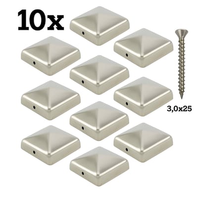 10x Raadsma RVS Paalornament - Paalkap - 71x71mm - Incl. Bijbehorende Schroeven