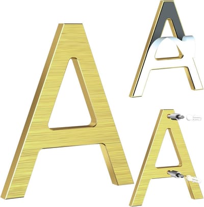 12,5 cm Goudkleurig Huisnummer – Massief Aluminium met Geborsteld Oppervlak – Zelfklevend of Schroefbaar – Weerbestendig – Voor Deur, Muur, Schutting, Poort