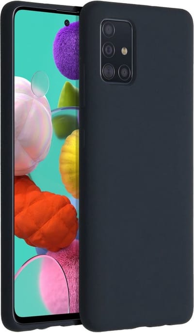 Hoesje Geschikt Voor Samsung Galaxy A51 Hoesje - Fluweelzachte Microvezel Siliconen Back Cover – Donkerblauw