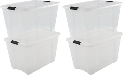 IRIS Topbox Opbergbox - 60L - Kunststof - Transparant/Zwart - Set van 4