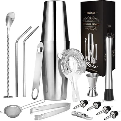 Cocktailset Roestvrij Staal 750 ml Professionele baraccessoires 15-delige Home Party Bar Tool Gift Set voor het mixen van dranken - Barset voor cocktails