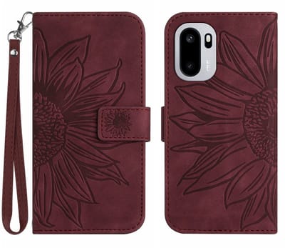 Coverup Hoesje - Geschikt voor OnePlus 15R Hoesje - Coverup Zonnebloem Book Case met Koord - Bordeaux