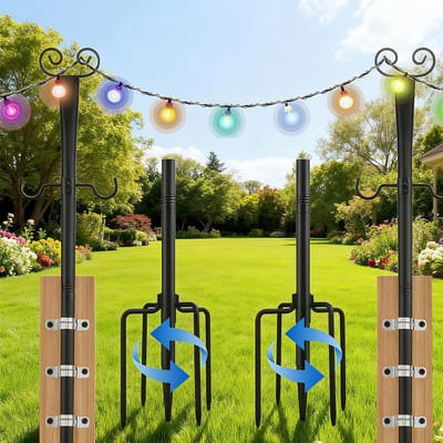 Dailygoods- Lichtsnoer 2-Pack 2.7m - Koolstofstaal - Bevestigingen - S-Haken - Voor Buiten - Tuin/Terras/Kerst - Tuinverlichting