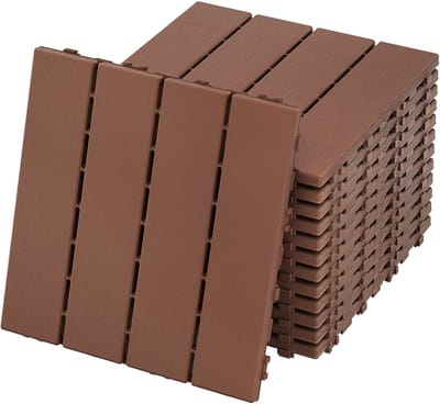 44 stuks houtlook balkontegels terrastegels 30x30cm decoratieve kunststof tegels voor terras click tegels vloer click systeem balkontegels waterdicht easy-care - bruin 4m²