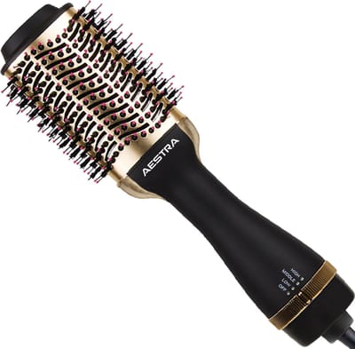 3-in-1 Föhnborstel - Aestra - Keramische Borstel - Haarborstel - Föhn - Krulborstel - Haardroger - 1200W - Goud