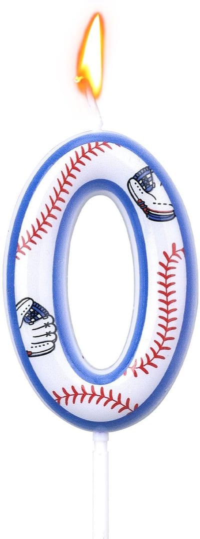 Dailygoods - Honkbal Verjaardagskaarsen, Honkbalthema Taarttopper voor Jongens en Meisjes Nummerkaars voor Sportfeestdecoraties en Benodigdheden (Nummer 0)
