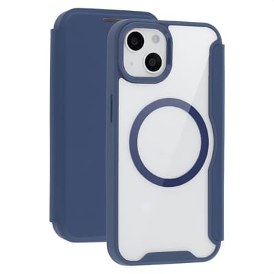 imoshion Hoesje - Geschikt voor Apple iPhone 14 / 13 - Transparante Bookcase geschikt voor MagSafe - Blauw