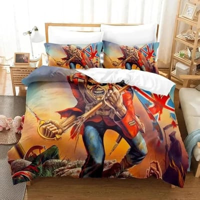 Iron Heavy Metal Maidens Beddengoedset Dekbedovertrek Bedset Quiltovertrek Kussensloop Dekbed King Queen Size Jongens Volwassen Beddengoedset US King 264x228cm