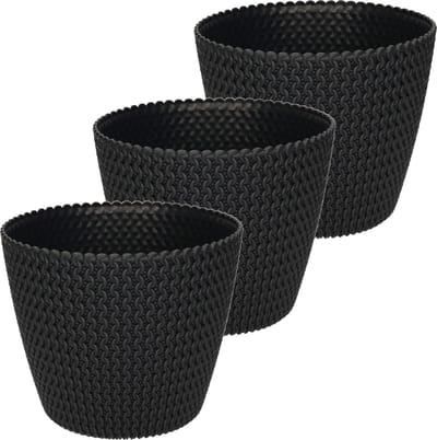 Prosperplast plantenpot/bloempot Splofy - 3x stuks - kunststof - antraciet grijs - D22 x H19 cm - binnen/buiten
