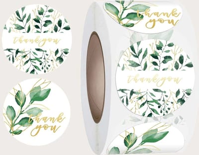 Sluitsticker - Sluitzegel - Thank you Natuur Tak - 2 assorti | Wit – Groen – Goud | Bedankje - Envelop | Chique | Envelop stickers | Cadeau - Gift - Cadeauzakje - Traktatie | Chique inpakken