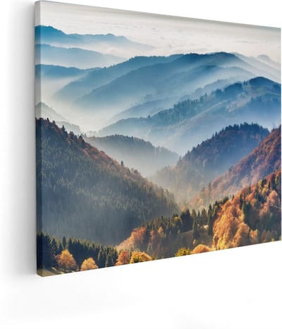 Artaza Canvas Schilderij Landschap - 50x40 cm - Wanddecoratie Bergen - Muurdecoratie Bos - Kamer Accessoires Herfst