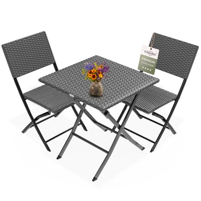 Tuinset van polyrotan, 3-delig, antraciet