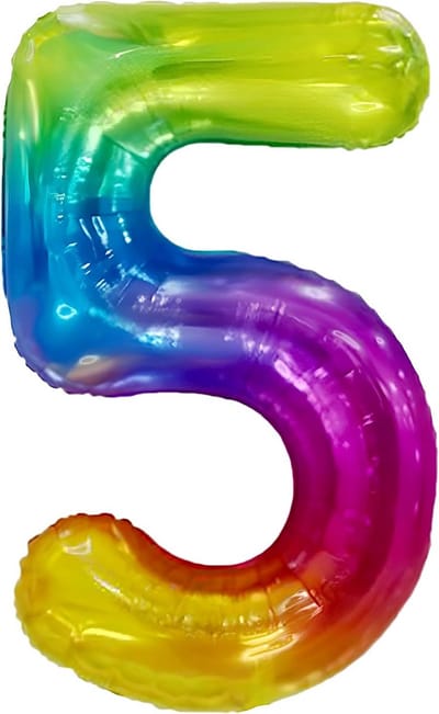 Reusachtige Cijfer Ballon 5 Regenboog 100cm – Perfect voor 5e Verjaardag – Voor Lucht en Helium