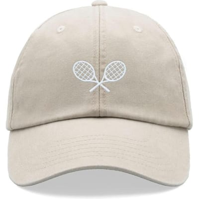 1 Stuk Tennis Rackets Gekruist Retro Gewassen Baseballpetten Voor Mannen, Buiten Vrijetijd Unisex Verstelbare Driver Pet Voor Vakantie Festival Adjustable gray