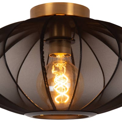 Lucide CORINA - Plafonnière (Plafondlamp) - Ø 40 cm - 1xE27 - Zwart - Japandi