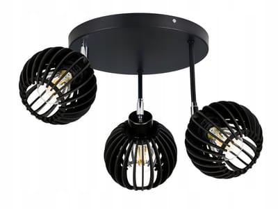 Zwarte Houten Hanglamp Loft E27 3-lichts