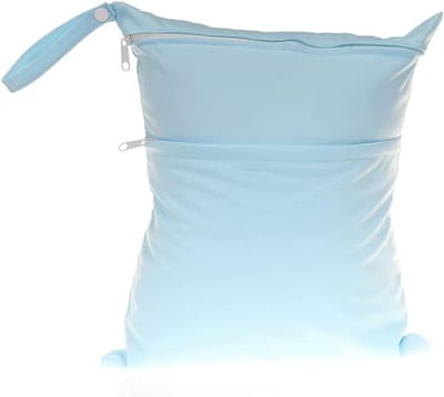 Grote Babytas - Luiertas Wetbag - Baby Onderweg - Dubbele Rits Nat Droog - 30 x 36 cm - Blauw