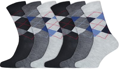 Nette herensokken | Argyle | Merk: Gianvaglia | Kleur: Grijs | Maat: 39-42/ 43-46 | 6 Paar