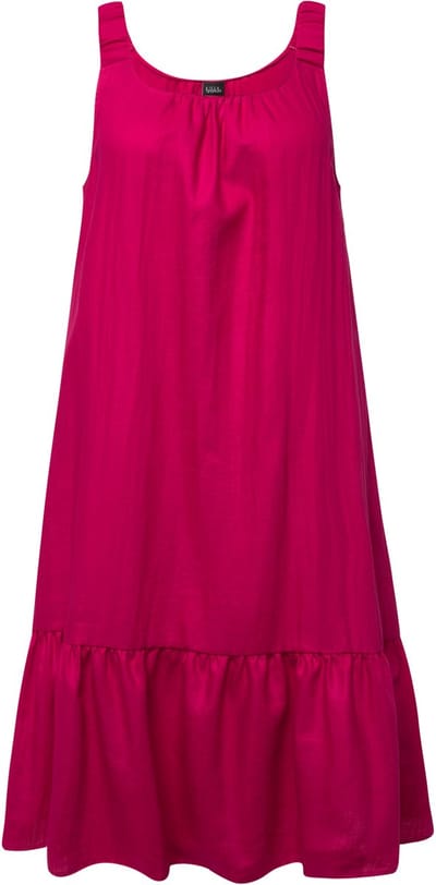 Ulla Popken - Dames - Mini-jurk elastische schouderbandjes ronde hals mouwloos - Licht heide - Maat 46+