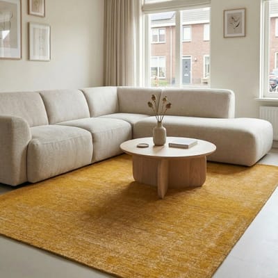 DÉJA Living Vloerkleed 155x230cm - Laagpolig Geel Stof - Emren
