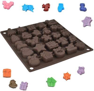 Dailygoods - Kerst Chocolade Vormen - Siliconen Mallen - Antiaanbak - Bruin - Snoep Vormen - DIY Chocolade Mallen - Geschikt voor Bakken - 25 Holte
