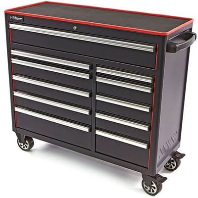 HBM gereedschapswagen met 11 laden, 111 cm, zwart