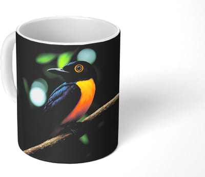 Mok - Koffiemok - Vogel - Tak - Geel - Bladeren - Mokken - 350 ML - Beker - Koffiemokken - Theemok