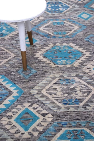 Kleurrijk Tapijt Laagpolig Handgeweven Wollen Vloerkleed - Koho Afghan Kelim 296x249 - 296x249cm- Modern - Woonkamer - Salon - Slaapkamer - Eetkamer