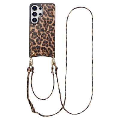 Selencia Hoesje - Geschikt voor Samsung Galaxy S26 Ultra - Backcover met koord en pashouder - Leopard