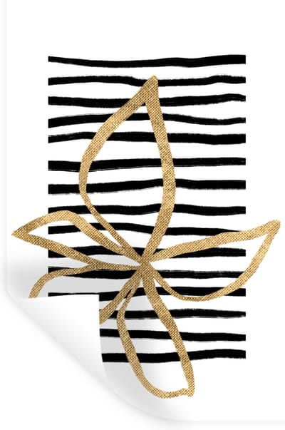Muurstickers - Sticker Folie - Bloem - Goud - Lijn - 20x30 cm - Plakfolie - Muurstickers Kinderkamer - Zelfklevend Behang - Zelfklevend behangpapier - Stickerfolie